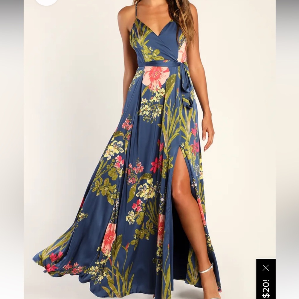 Lulus You’re Still the One Blue satin dress